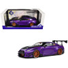 2022 Nissan Skyline GT-R (R35) Liberty Walk Body Kit 2.0 RHD (Right Hand Drive) Purple Metallic with Black Top and Carbon Hood