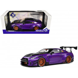 2022 Nissan Skyline GT-R (R35) Liberty Walk Body Kit 2.0 RHD (Right Hand Drive) Purple Metallic with Black Top and Carbon Hood 