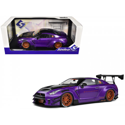 2022 Nissan Skyline GT-R (R35) Liberty Walk Body Kit 2.0 RHD (Right Hand Drive) Purple Metallic with Black Top and Carbon Hood 