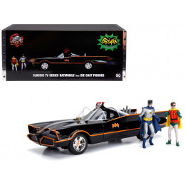 Classic TV Series Batmobile with Working Lights, and Diecast Batman and Robin Figures 
