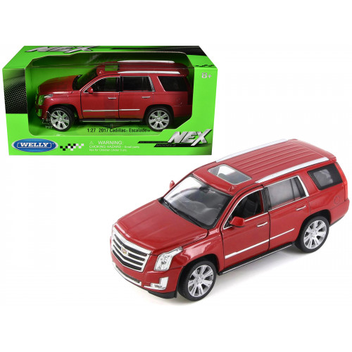 2017 Cadillac Escalade with Sunroof Red Metallic 1/24-1/27 Diecast Model Car by Welly