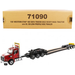 Western Star 49X SBFA Tridem Axle Heavy-Haul Tractor with XL 120 Low-Profile HDG Trailer Red and Black 