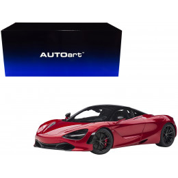 Mclaren 720S Memphis Red Metallic with Black Top and Carbon Accents 1/18 Model Car by Autoart