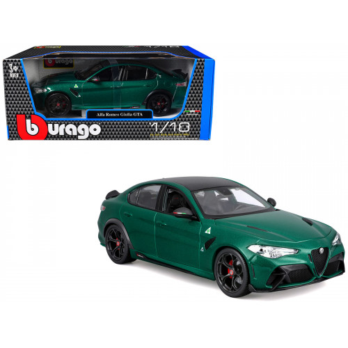 Alfa Romeo Giulia GTA Green Metallic with Carbon Top 1/18 Diecast Model Car by Bburago
