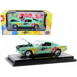 1966 Ford Mustang Fastback 2+2 Seafoam Green and Light Green Striped with Flower Graphics 