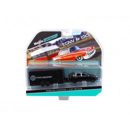 Porsche Cayenne Black and Car Trailer Tow & Go 1/64 Diecast Model by Maisto