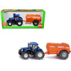 New Holland T7070 Tractor Blue with Abbey Single Axle Vacuum Tanker Orange 1/50 Diecast Model by Siku