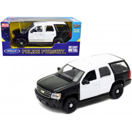 2008 Chevrolet Tahoe Unmarked Police Car Black and White 1/24 Diecast Model Car by Welly