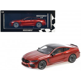 2020 BMW M8 Coupe Red Metallic with Carbon Top 1/18 Diecast Model Car by Minichamps