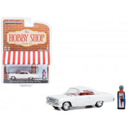 1963 Chevrolet Bel Air White with Orange Interior and Vintage Gas Pump 