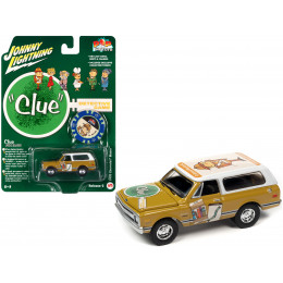 1970 Chevrolet Blazer Mustard Yellow with White Top (Colonel Mustard) w/Poker Chip Collector's Token 