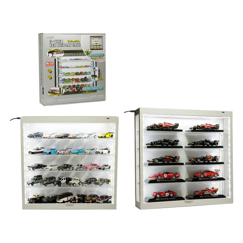 Showcase Wall Mount 5 Tier Display Case White with White Back Panel 