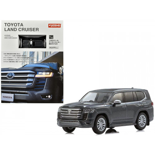 Toyota Land Cruiser ZX RHD (Right Hand Drive) Gray Metallic with Mini Book No.14 1/64 Diecast Model Car by Kyosho