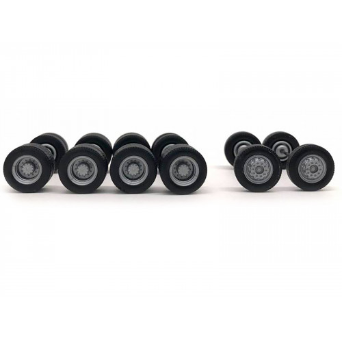Planetary Hubs Wheel Set (2 Front and 4 Rear) 1/87 (HO) Plastic Model by Promotex