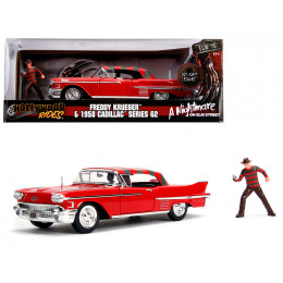 1958 Cadillac Series 62 Red with Freddy Krueger Diecast Figurine 