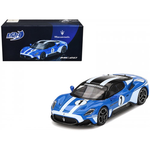 Maserati MC20 #1 Blue with White Stripes and Black Top 