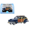 1942 Chrysler Town & Country Woody Wagon South Sea Blue with Wood Panels and Roof Rack 1/87 (HO) Scale Diecast Model Car by Oxford Diecast