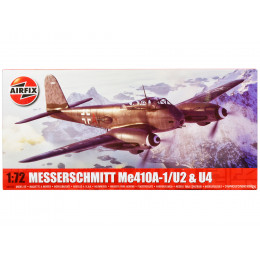 Level 2 Model Kit Messerschmitt Me410A-1/U2 & U4 Fighter-Bomber Aircraft with 2 Scheme Options 1/72 Plastic Model Kit by Airfix