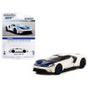 2022 Ford GT '1964 Prototype Heritage Edition' White Metallic with Blue Hood and Stripe 'Hobby Exclusive' Series 1/64 Diecast Model Car by Greenlight