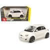 2023 Fiat 500e White 1/24 Diecast Model Car by Bburago