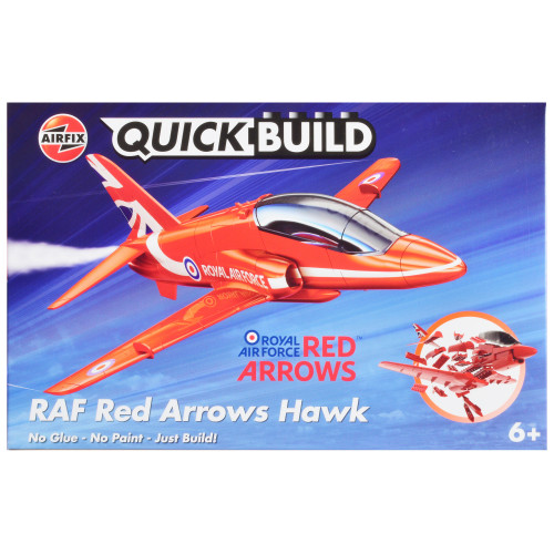 Skill 1 Model Kit Royal Air Force Red Arrows Hawk Aircraft Red Snap Together Painted Plastic Model Airplane Kit by Airfix Quickbuild
