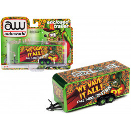 4-Wheel Enclosed Car Trailer Green with Graphics 