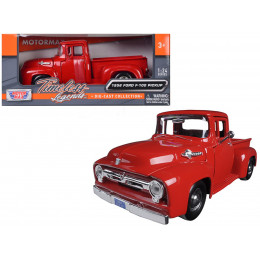 1956 Ford F-100 Pickup Red 1/24 Diecast Model Car by Motormax