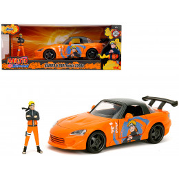 2001 Honda S2000 Orange with Gray Top and Graphics and Naruto Diecast Figure 