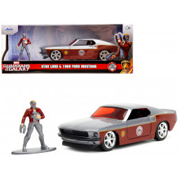 1969 Ford Mustang Silver Metallic and Dark Red and Star Lord Diecast Figure 
