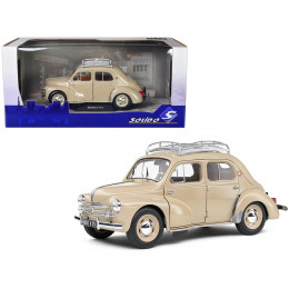1956 Renault 4CV Beige Tourterelle with Roof Rack 1/18 Diecast Model Car by Solido