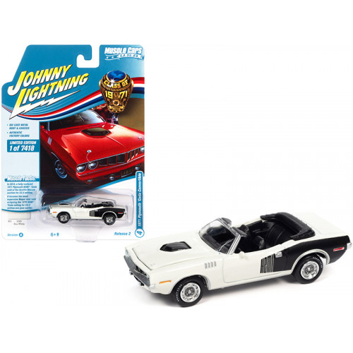 1971 Plymouth Barracuda Convertible Sno White with Black Hemi Side Billboards 