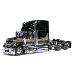 2010 International Lonestar Truck Tractor Black with Silver Stripes 1/64 Diecast Model by IXO Models