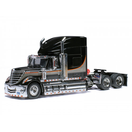 2010 International Lonestar Truck Tractor Black with Silver Stripes 1/64 Diecast Model by IXO Models