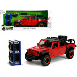 2020 Jeep Gladiator Rubicon Pickup Truck Red with Black Top and Extra Wheels 