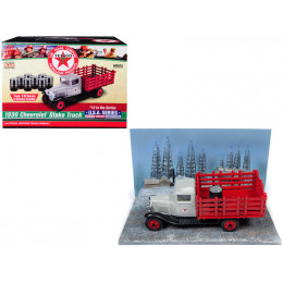 1930 Chevrolet Stake Truck with Eight Oil Barrels and Oil Derricks Diorama 