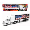 Freightliner Classic XL Truck White with Dry Van Trailer White with Patriotic Graphic