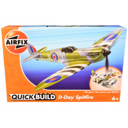 Skill 1 Model Kit D-Day Spitfire Snap Together Painted Plastic Model Airplane Kit by Airfix Quickbuild