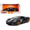2017 Ford GT #2 Matt Black with Silver Stripes and Gold Wheels