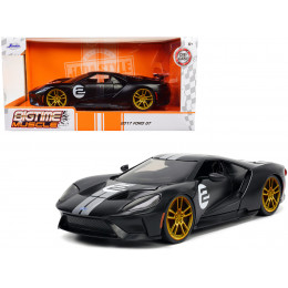 2017 Ford GT #2 Matt Black with Silver Stripes and Gold Wheels 