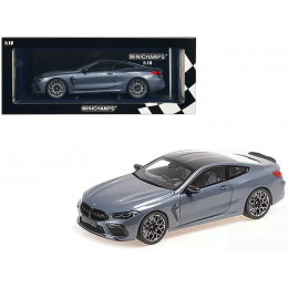 2020 BMW M8 Coupe Blue Metallic with Carbon Top 1/18 Diecast Model Car by Minichamps