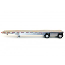 48ft Spread-Axle Flatbed Trailer Silver Top 1/87 (HO) Plastic Model by Promotex
