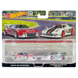 BMW M1 Procar #8 White with Red Stripes and Lancia Stratos Group 5 #829 White with Stripes 