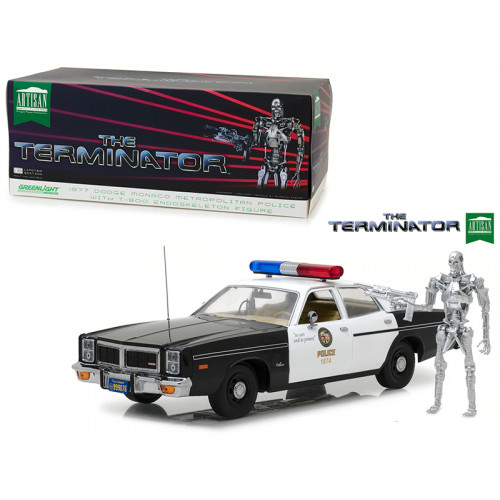 1977 Dodge Monaco Metropolitan Police with T-800 Endoskeleton Figurine 