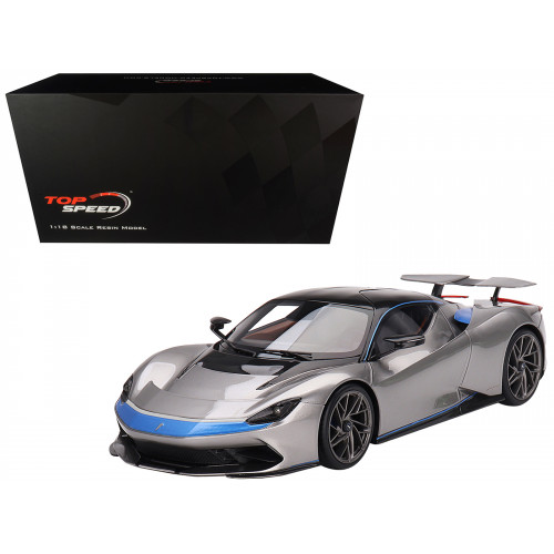 2019 Automobili Pininfarina Battista Grigio Luserna Silver Metallic with Iconica Blu Blue Accents and Black Top 