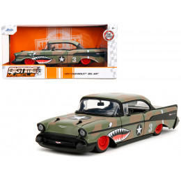 1957 Chevrolet Bel Air #3 Camouflage with Shark Mouth Graphics 