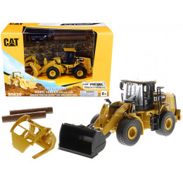 CAT Caterpillar 950M Wheel Loader with Bucket and Log Fork with Two Log Poles 