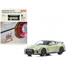 Nissan GT-R Premium Edition T-Spec RHD (Right Hand Drive) Jade Green Metallic with Mini Book No.11 1/64 Diecast Model Car by Kyosho