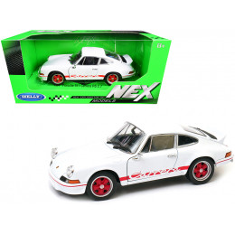 Porsche 911 Carrera RS 2.7 White with Red Stripes 