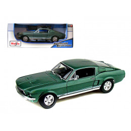 1967 Ford Mustang GTA Fastback Green Metallic with White Stripes 1/18 Diecast Model Car by Maisto