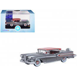 1958 Edsel Citation Silver Gray Metallic with Ember Red Top and Red Interior 1/87 (HO) Scale Diecast Model Car by Oxford Diecast